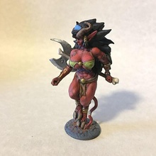 red tiefling warrior game planar fighter devil succubus female muscle axe dnd dnd5e dungeonsanddragons zandoria mini 3d print model - Mito3D