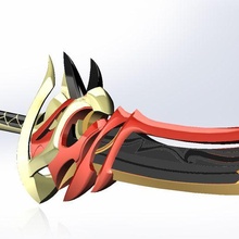 redhorn trillador genshin impacto juego dirigir itto two handed espada demonio cosplay 3d print model - Mito3D