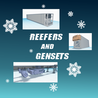 reefer's gensets ho scale 1 87 Various 1/87 reefer shipping containers genset intermodal chassis model railroad layout scenery trucking storage dioramas generator cold frozen goods transport metal trailers 3d print model - Mito3D