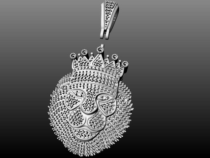 regal majesty lion pendant crown luxurious Jewelry jewelry craftsmanship gems nobility strength opulence printable design exclusive gold silver sterling golden pendants 3d print model - Mito3D