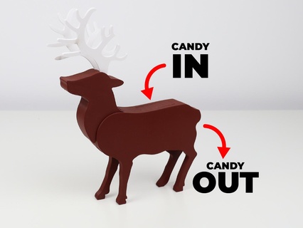 reindeer candy dispencer funny deer christmas decoration 3d print model - Mito3D