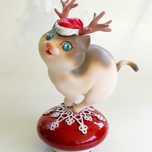 rennes chat la maison musicbox d'hiver décorer cat les fêtes de noël art jouet animal 3d print model - Mito3D