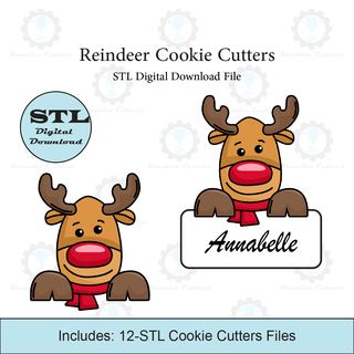 reindeer cookie cutter set stl file cutters christmas 3d print model - Mito3D