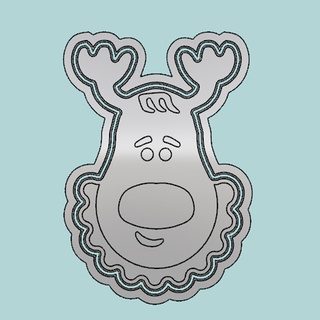 reindeer face cutter reno rudolph snowflake texture christmas cookie cutters cookies 3d print model - Mito3D