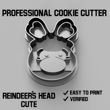 reindeer head cookie cutter food christmas xmas cute 3d print model - Mito3D