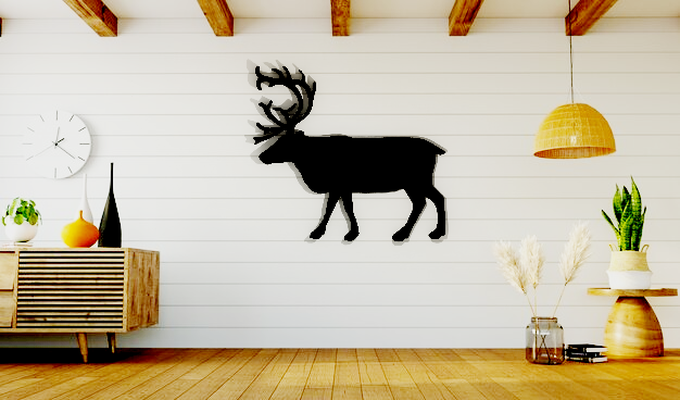 reindeer silhouette wall art 3d print model - Mito3D