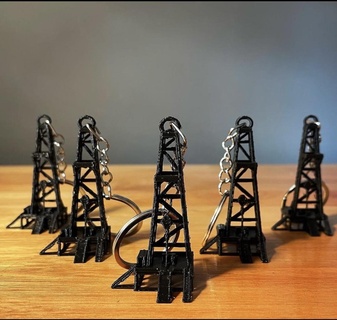reinforced oil drilling rig key chain Art oil drilling keychain keychain  3d print model - Mito3D