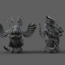 relaxing art fantasy character animal cartoon scifi steampunk ancient ornate filagree oriental creature 3d print model - Mito3D