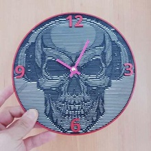 reloj calavera art wall clock stencil skull pared 3d print model - Mito3D