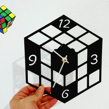 reloj cubo rubik Kunst 3dlito Uhr pared rubiks cube auf der Schablone Wanduhr 3d print model - Mito3D