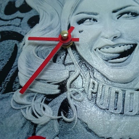 reloj harley quinn Kunst Wand-Uhr pared entlasten die Erleichterung litofania lithophane joker 3D print model - Mito3D