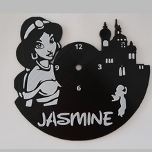 reloj jasmine x3 versiones art 3dlito aladdin aladin clock relief relieve stencil wall 3d print model - Mito3D