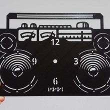 reloj radio cassette art stencil clock 3dlito 3d print model - Mito3D