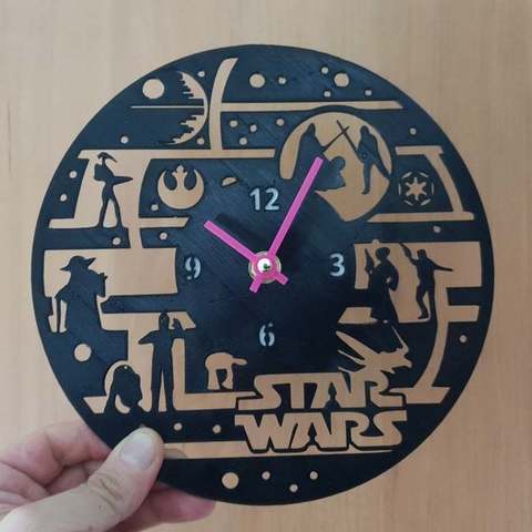reloj de star wars a arte relógio parede stencil pared Arte 2d 3D print model - Mito3D