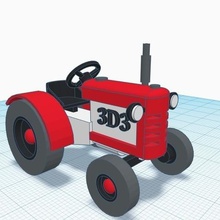 remake Traktor design gefunden tinkercad Spiel rc LKW rot tracotr klein Spielzeug 3d print model - Mito3D