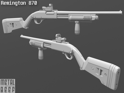 remington 870 6 pouce action figures 3d print model - Mito3D