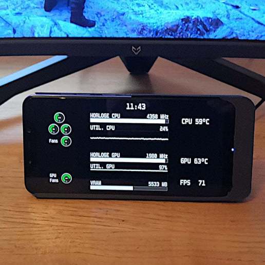 Fernbedienung Monitor Laden Dock pocophone f1 Android fps Panel Performance Telefon Steuerung Halter Unterstützung DIY 3D print model - Mito3D