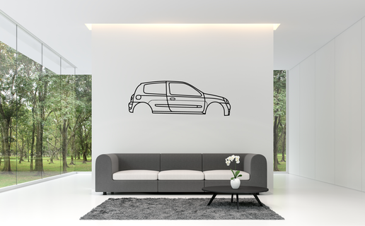 renault clio 2 rs phase 3 2d art silhouette car wall automobile decoration 3d print model - Mito3D