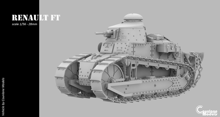 renault ft oyun ww2 1 56 28mm 3d print model - Mito3D