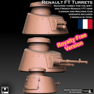 Renault ft tank taretler telif Bedava versiyon zırh panzer Küçük kule puteaux makine tabanca hotchkiss leman rus arazi akıncı imparatorluk koruma ww1 ww2 araç zırhlı araba 3d print model - Mito3D