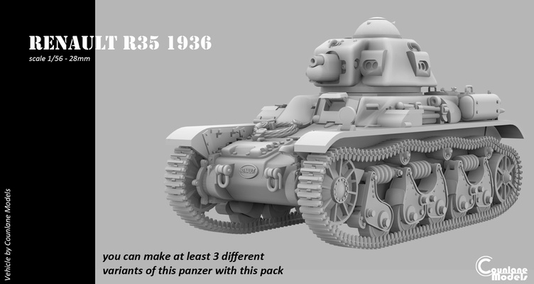 renault r35 jogos ww2 1 56 28mm 3d print model - Mito3D