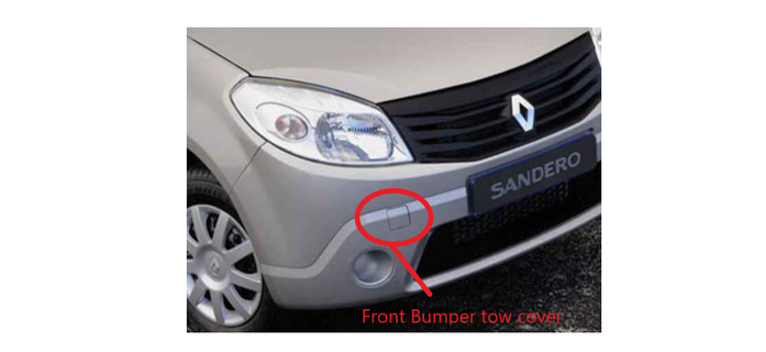 renault sandero 2012 front bumper tow cover 3d print model - Mito3D