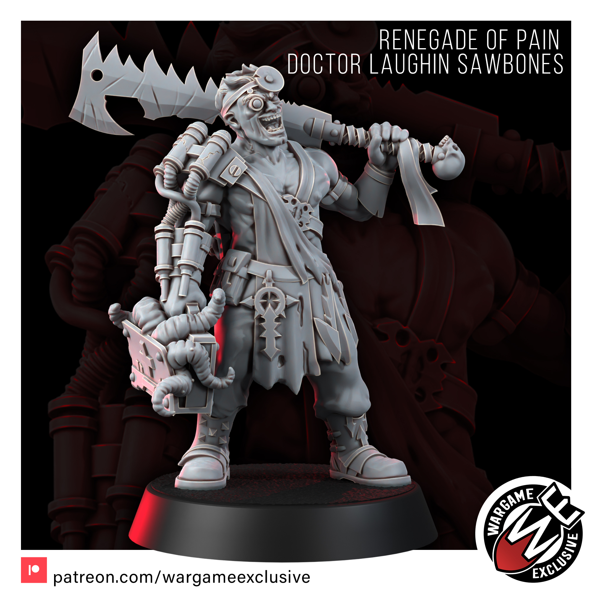 renegados dolor médico riendo matasanos juego guerraexclusivo caos guerra miniaturas 3D print model - Mito3D