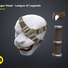 rengar baş lig efsaneler moda lol ormancı suikastçı moba internet üzerinden video oyunu oyunculu kaplan aslan maske göz bandı Kostüm kürklü 3d print model - Mito3D