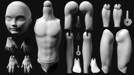 sostituzione corpo eah maschio bambole articolato mai alto Bambola ooak 3d print model - Mito3D