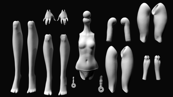 substituição partes fêmea Alto bonecos articulado jogos eah ooak boneca 3d print model - Mito3D