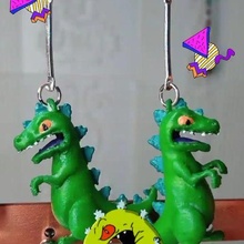 reptar earrings jewelry nickelodeon crawl rugrats childhood 3d print model - Mito3D