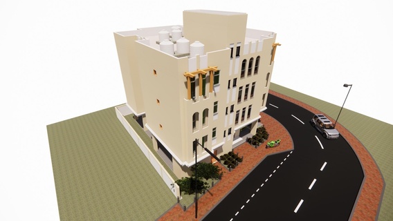 residential building g+3 ground parking 3d print model - Mito3D