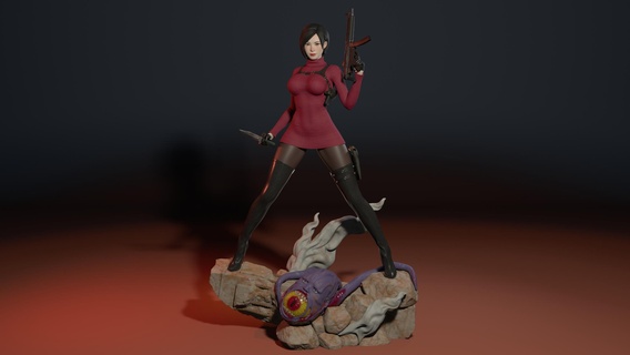 residual evil 4 remake - ada wong resident evil re4 remake ada wong umbrella game woman body pose character  3d print model - Mito3D