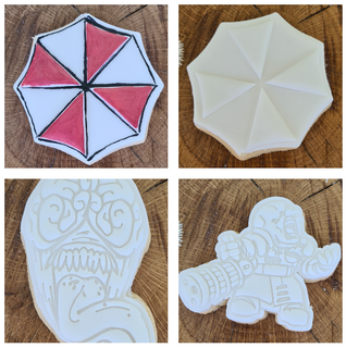 residual evil set cookie cutter stamper embosser umbrella logo licker nemesis resident fondant 3d print model - Mito3D