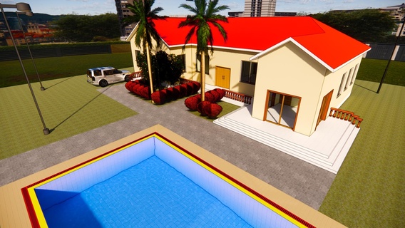 recurso casa inclinado techo nadando piscina 3d print model - Mito3D