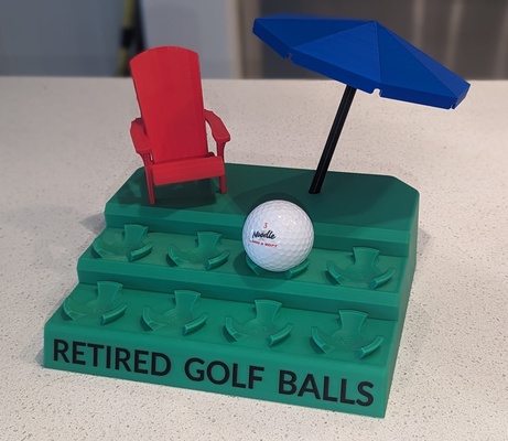 ruhestand golf ball stand pensionierung loch nudel sport 3d print model - Mito3D