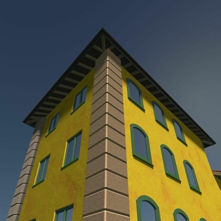 retro construção 2345 arquitetura coluna cafeteria compras casa cobertura estrutura apartamento Itália gable Hostel hotel 3d print model - Mito3D