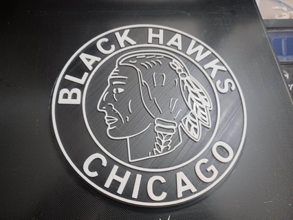 retro chicago black hawks wall plaque Art hockey nhl sports american windy city illinois logo art mancave 3d print model - Mito3D