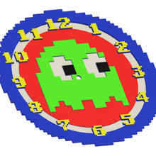 rétro l'horloge Pac Man 8 morceaux 8bits multicolore arcade vidéo Jeu 3d print model - Mito3D