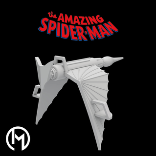 retro verde duende planeador hombre araña maravilla normando osborn siniestro villano Harry 3d print model - Mito3D