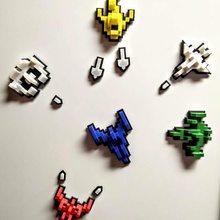 retro invaders magnet - wall decoration game space fridge refrigerator ships alien child kid room bedroom 3d print model - Mito3D