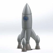 retro rocket 1 supports needed game fantasy support scifi space spaceship vehicles 3d print model - Mito3D