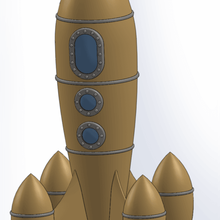 retro roket 2 destekler gerekli oyun 3d baskı fantezi model destek Uzay uzay gemisi Steampunk desteksiz Araçlar 3d print model - Mito3D