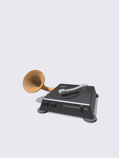 retro hoparlör amplifikatör akıllı telefon plak çalar vinil çıkartmalar müzik nostaljik 3d print model - Mito3D