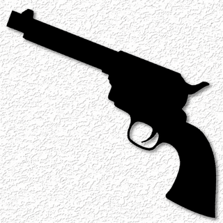 revolver gun wall art pistol decor 2d western home ammo heart low poly pew shooty rifle nut hand 3d print model - Mito3D
