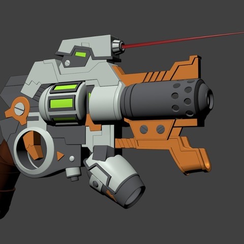 revólver highconcept futurista jogo mexa laser jannie pistola 3D print model - Mito3D