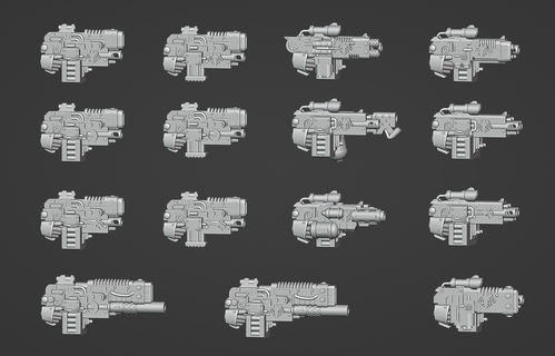 rg neo umbra combi weapons 41k 30k spacemarines space marines heresy raven guard bolter 3d print model - Mito3D