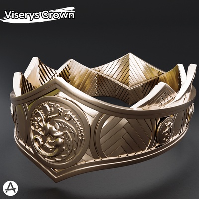 rhaenyra viserys targaryen crown house of dragon art serie hbo game thrones kingdoms cosplay 3d print model - Mito3D