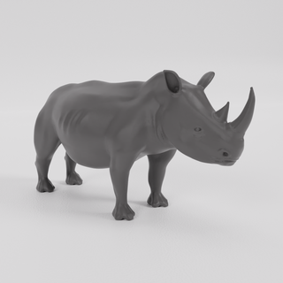 Nashorn Tier realistisch Horn Savanne Afrika Zoo Kunst Skulpturen 3d print model - Mito3D
