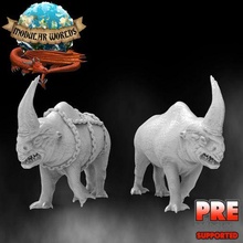 rhino beasts 2 variants game beast rhino rhinoceros war siege pringar burden dungeons dragons horned lotr d&d pathfinder rpg ttrpg 3d print model - Mito3D